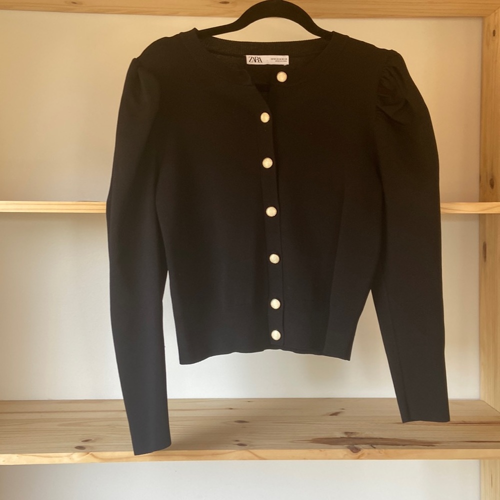 Zara Knit Cardigan with Gaux Pearl Buttons